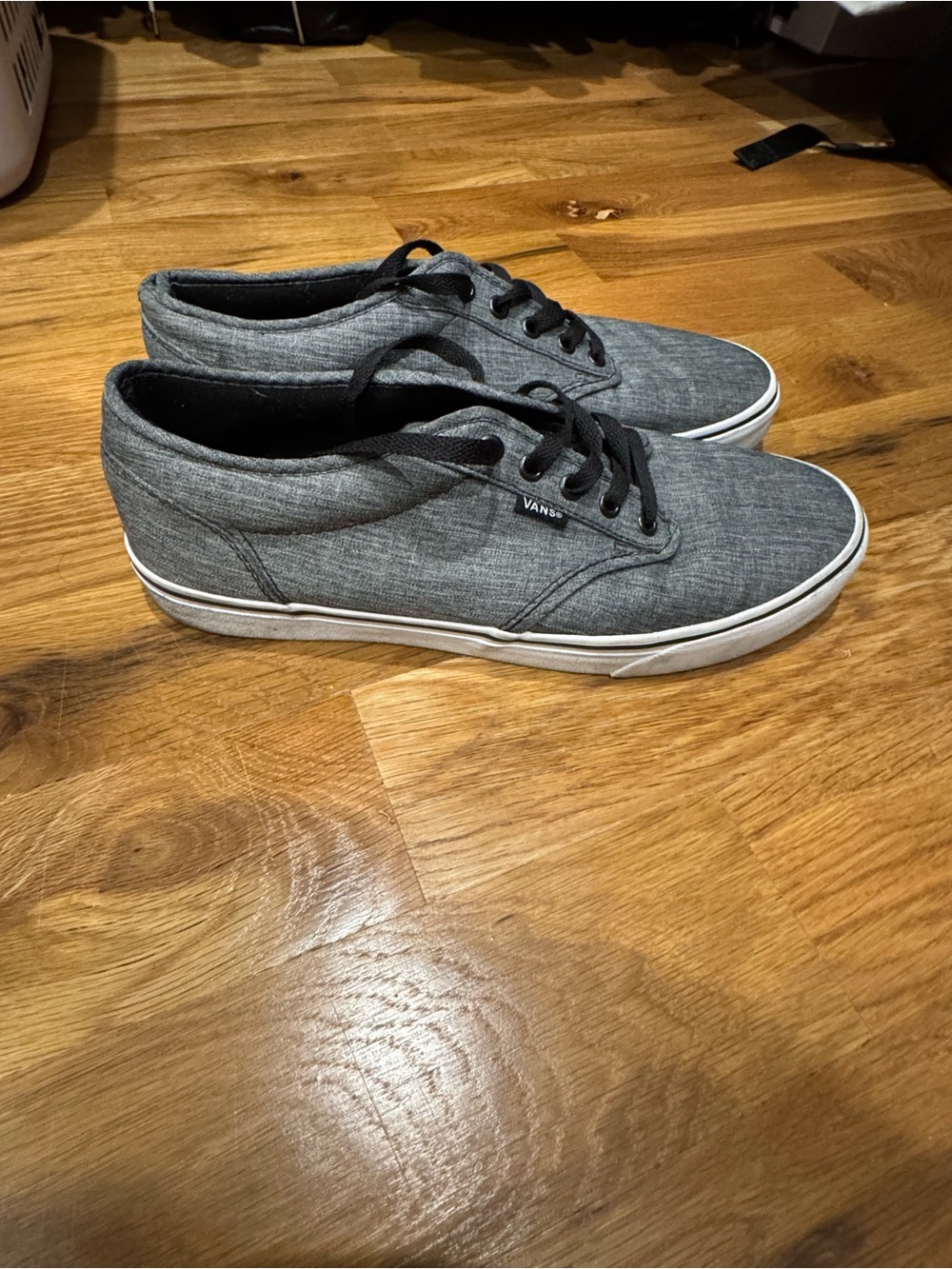 Vans Gray Low-Top Canvas Sneakers with Black Laces